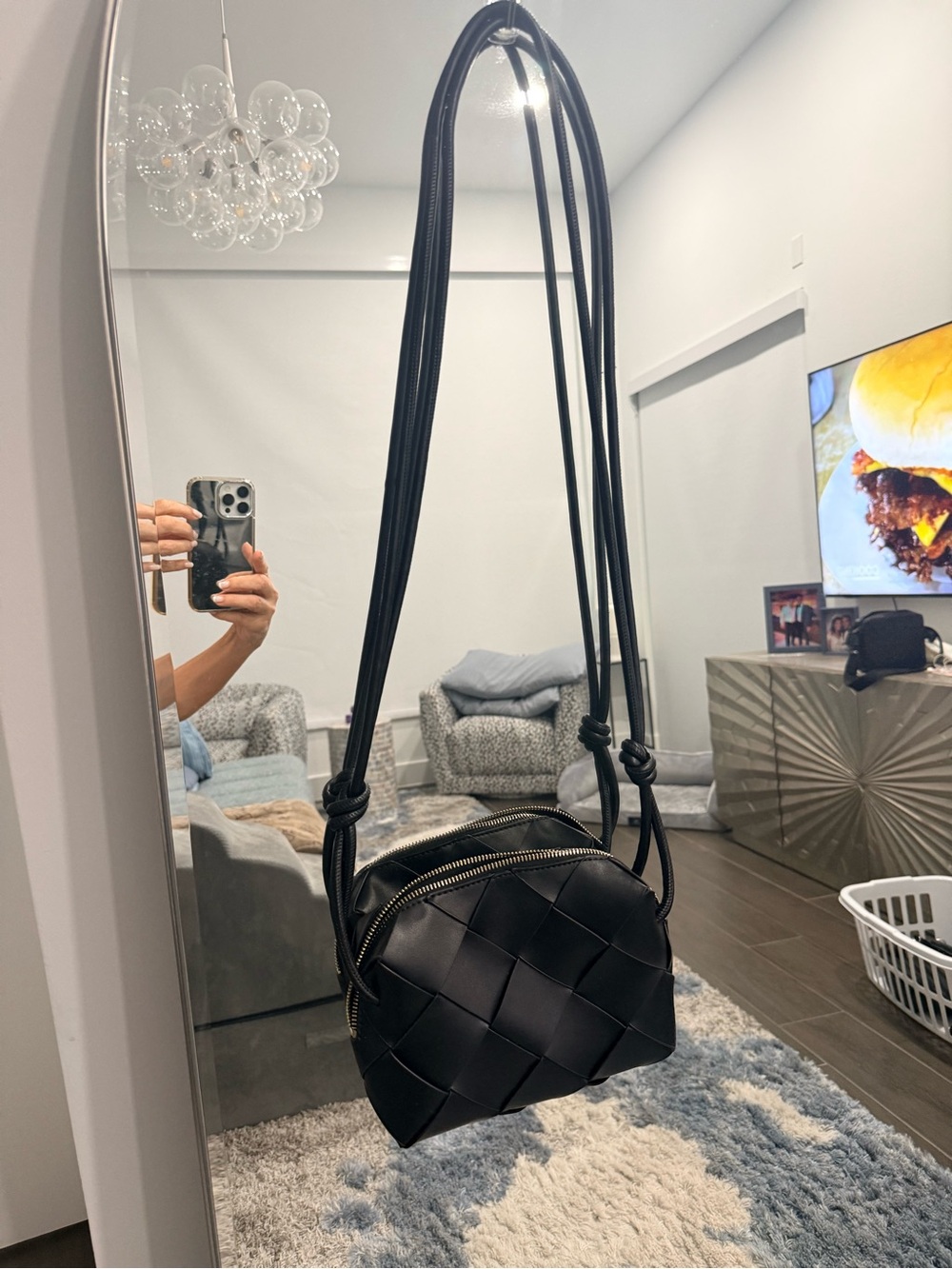 Urban Expressions Black Woven Mini Crossbody Bag